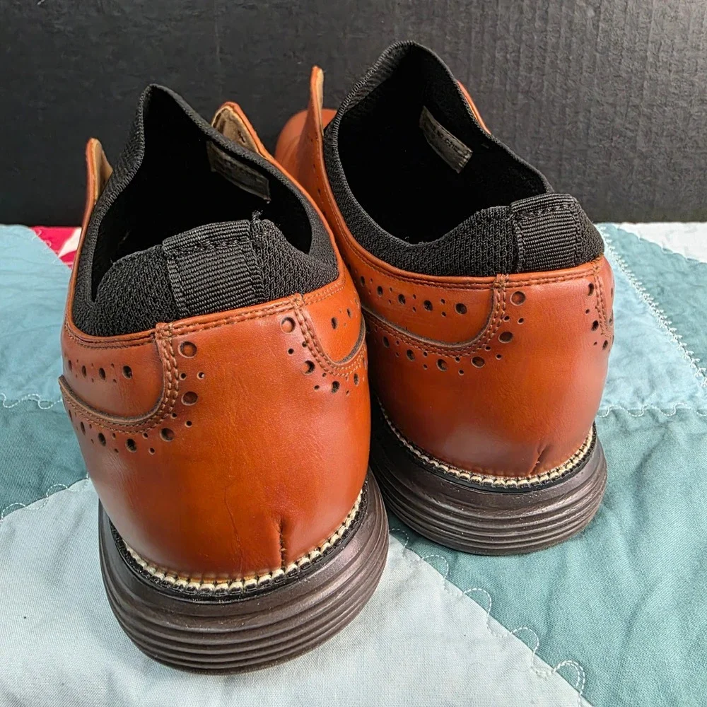 Harrison Myles Oxford Dress Shoes Mens 12 Tan Brown Brogue Ultralights No Laces